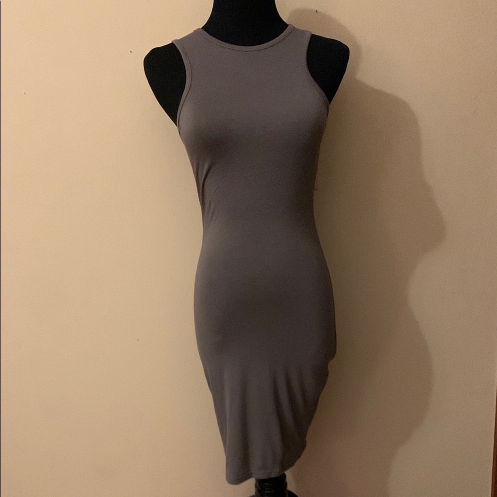 Boohoo Gray Sleeveless Sheath Mini Dress Mid Length Size XS